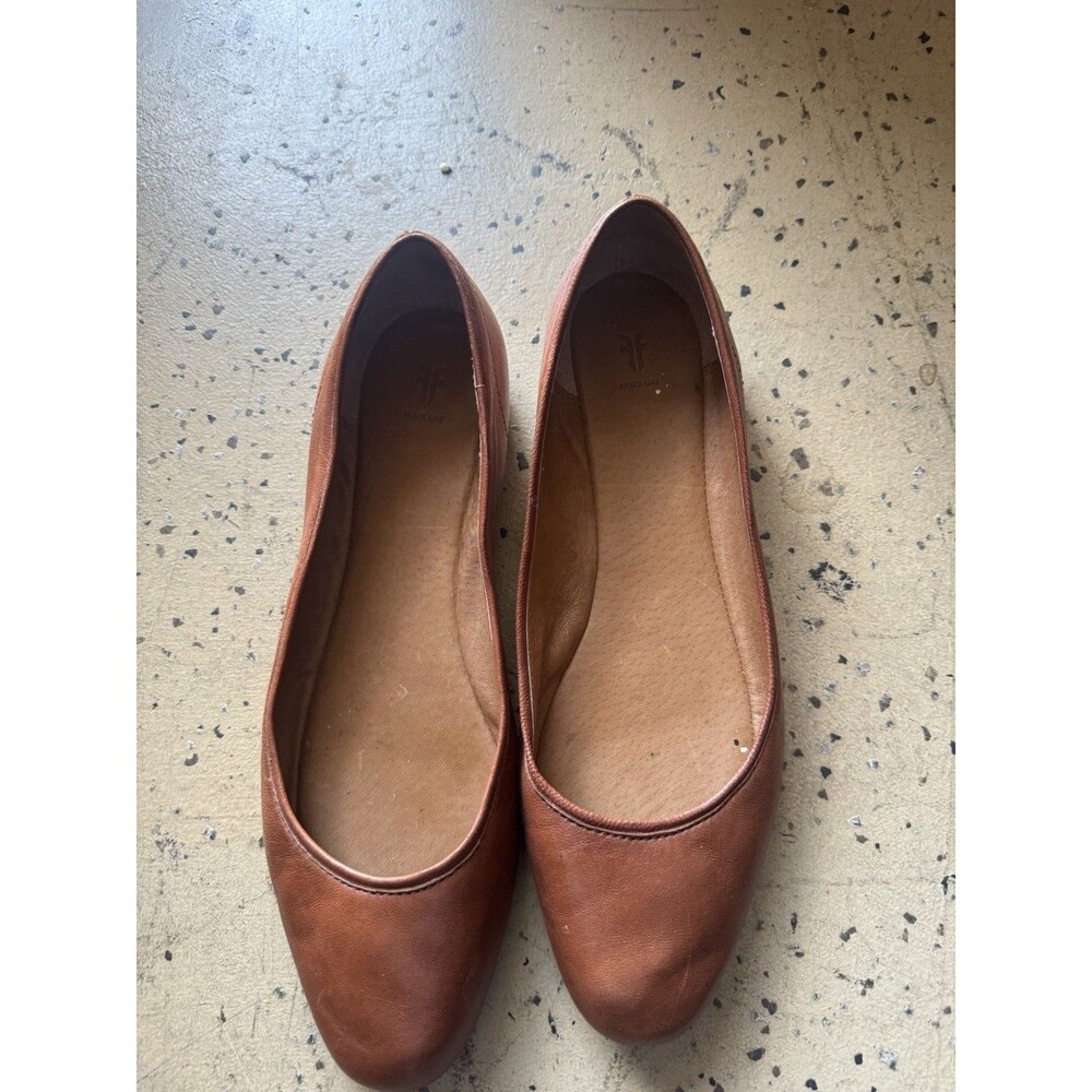 Frye Carson Leather Ballerina Flats in Cognac Size 9.5M US - Picture 3 of 7